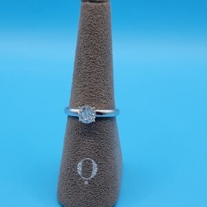 Vintage 14k White Gold Lab Grown Diamond Solitaire Engagement Ring Size 8.75